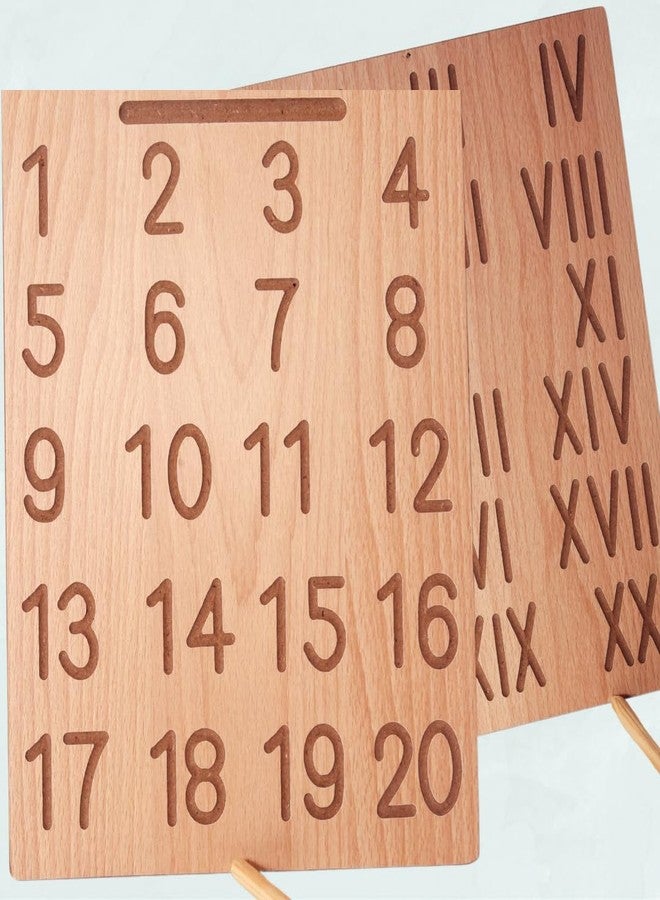TOYJOS Wooden Counting and Roman Numbers Tracing Board With Stylus Pen | Kids Educational Double-Sided Maths Practice Board Toys | Reversible Montessori Learning Writing Slate for Boys, Girls (Age 2+) - Image 1